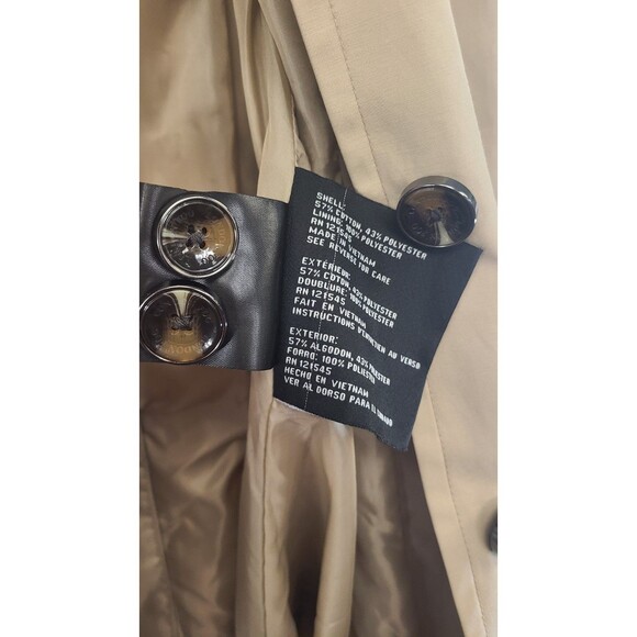Brand New London Fog Beige Tan Hooded Trench Coat Womens Large Rain Jacket Macys - Picture 5 of 8